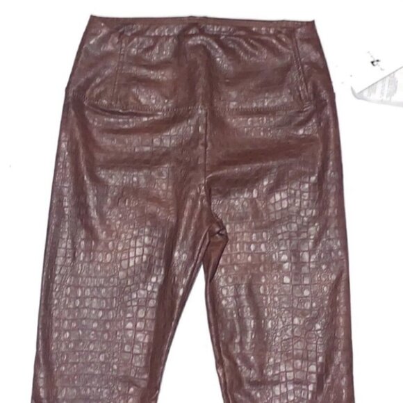 7 for all mankind brown high waist croco faux leather skinny leggings pants XS - Picture 3 of 11